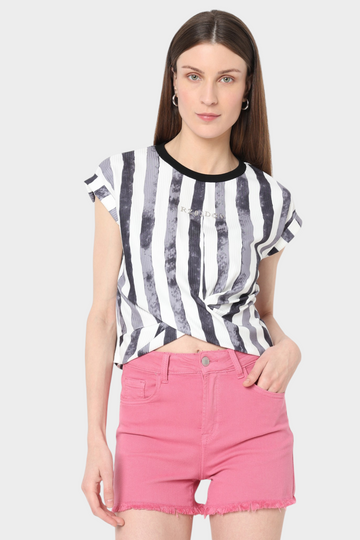 Tie-Dye Striped Twist-Front Top