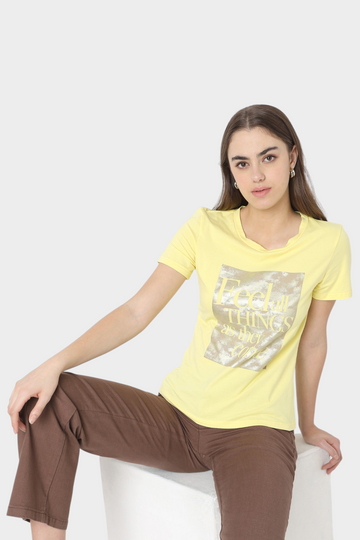 Foil Graphic T-Shirt with "Feel All Things" Print