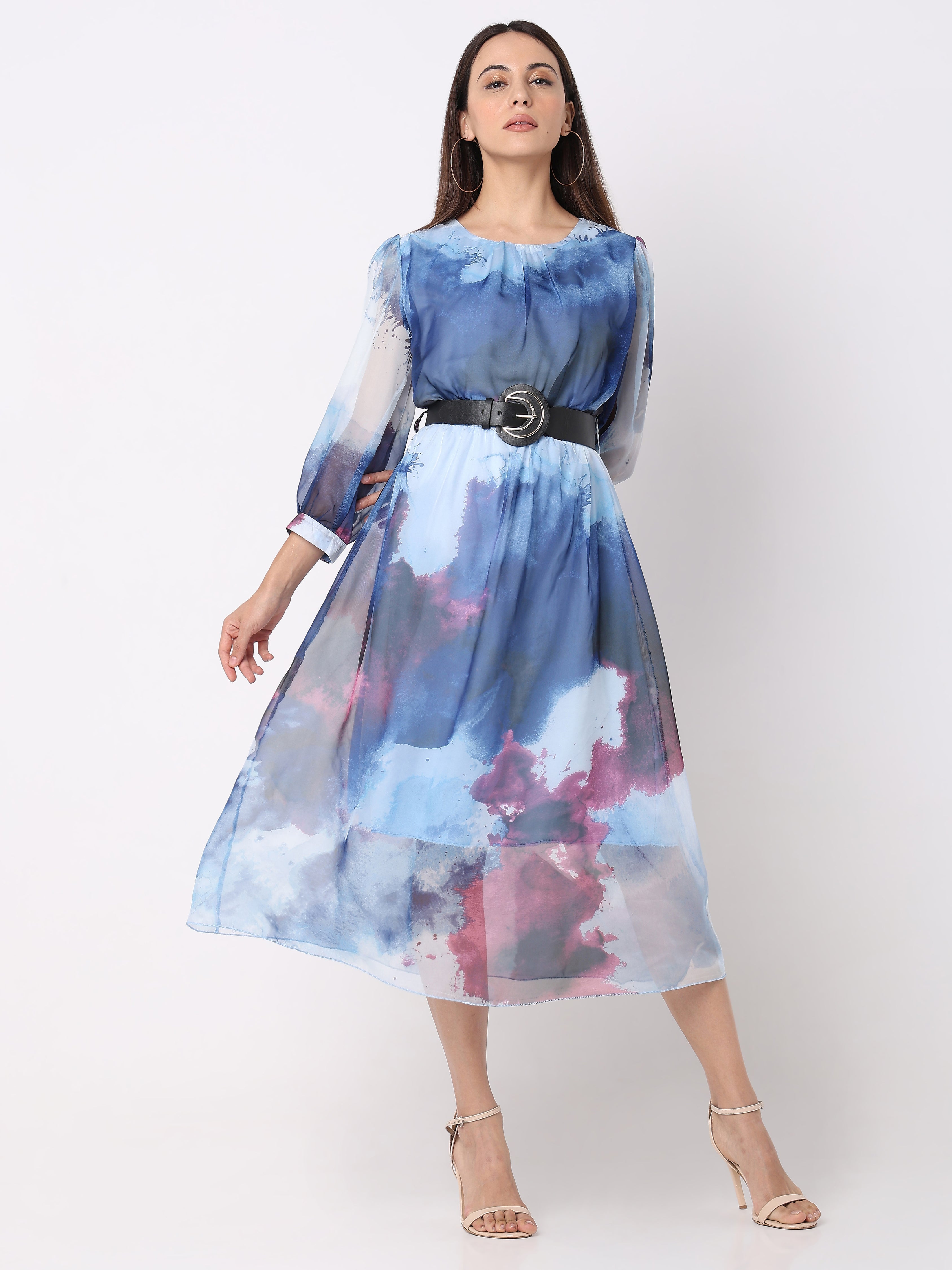 Women's Print Sheer Midi Dress