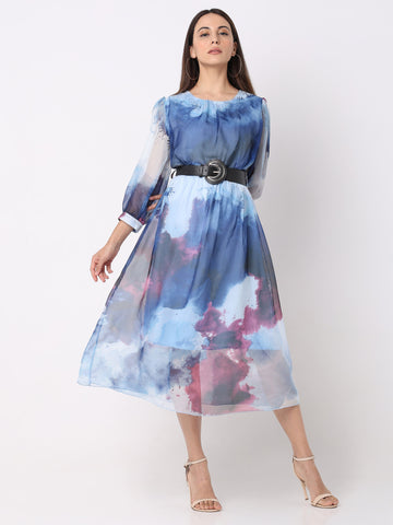 Women's Print Sheer Midi Dress