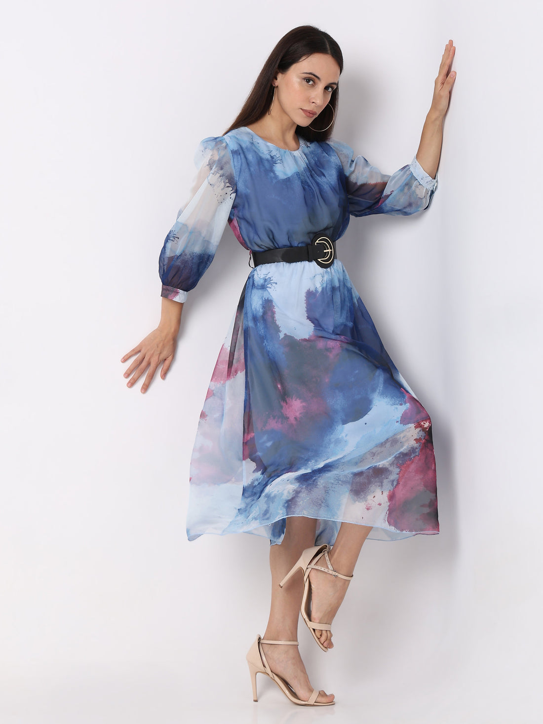 Women's Print Sheer Midi Dress