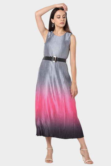 Grey Pink Ombre Striped Maxi Dress