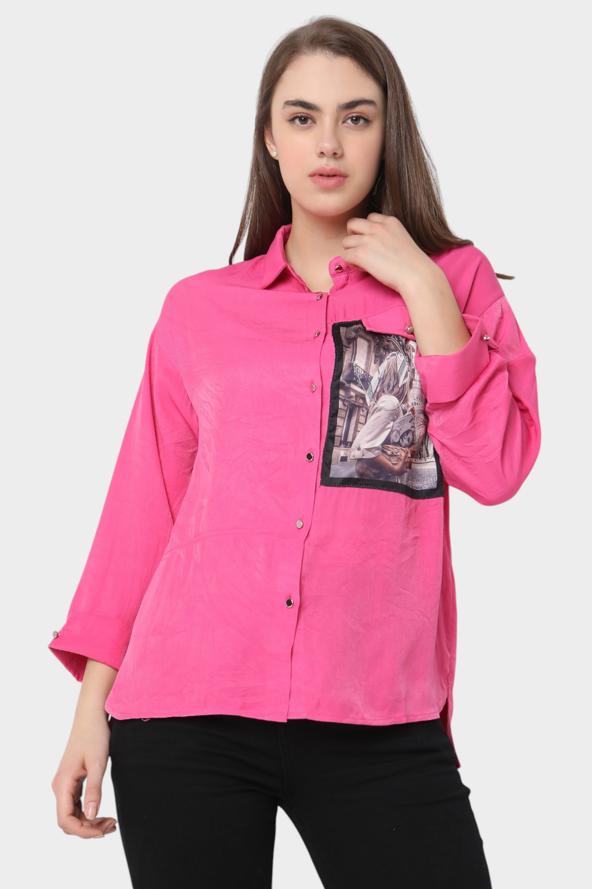 Paris-Print Pocket Shirt