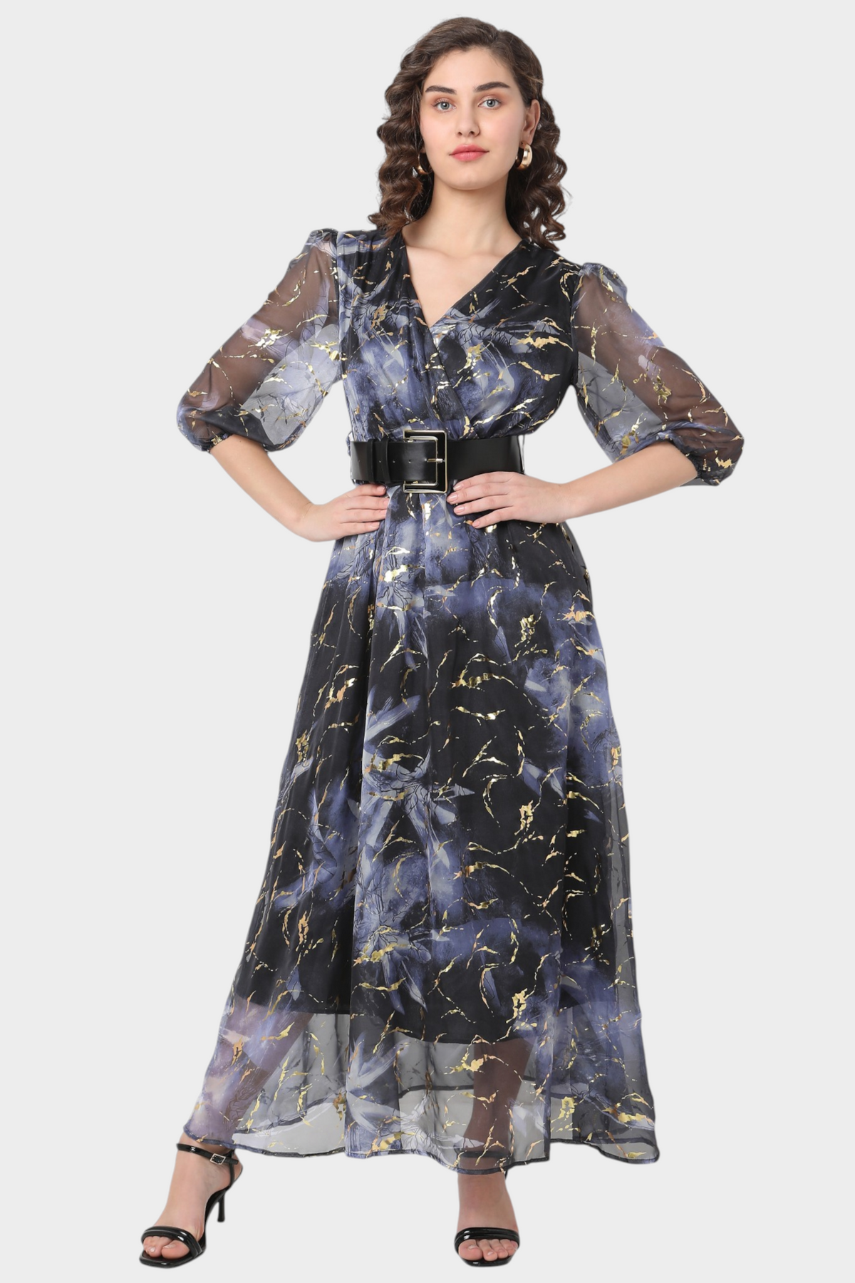 Navy Multi Floral Maxi Dress