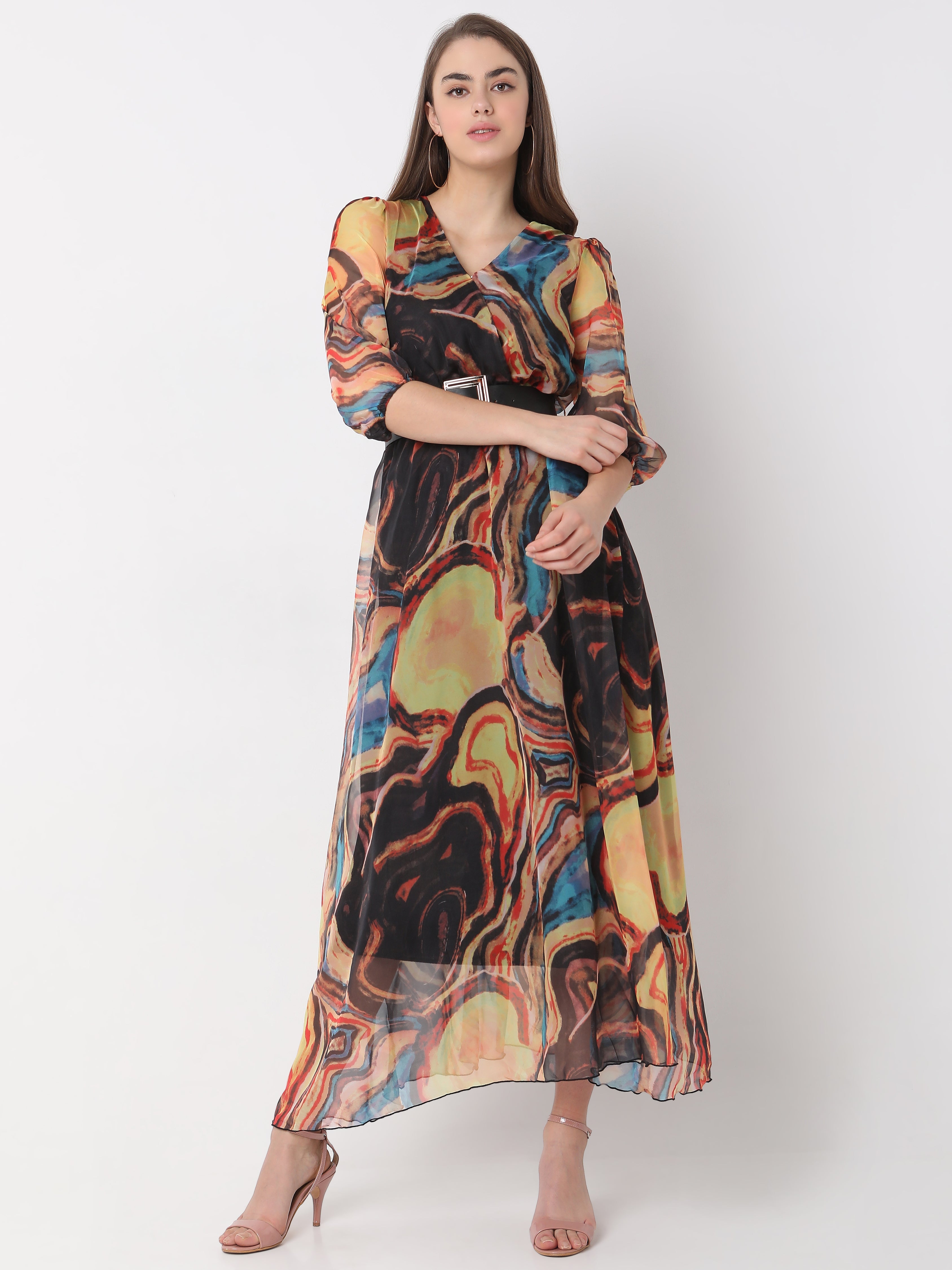 Women's Vibrant Abstract Print Maxi Dress