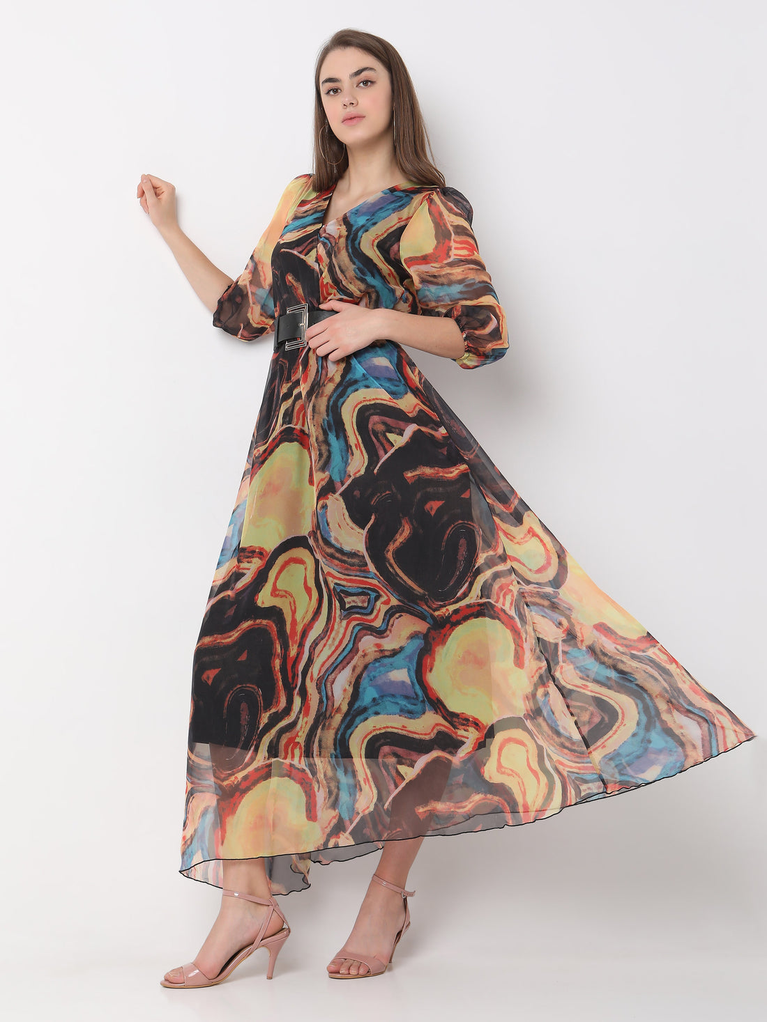 Women's Vibrant Abstract Print Maxi Dress