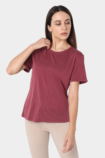 Solid Round Neck Relaxed T-Shirt