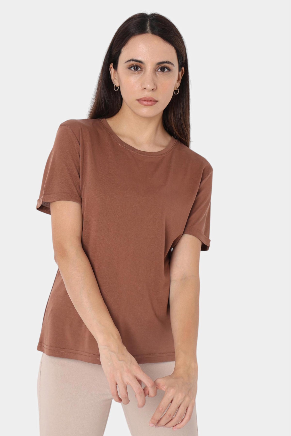 Solid Round Neck Relaxed T-Shirt