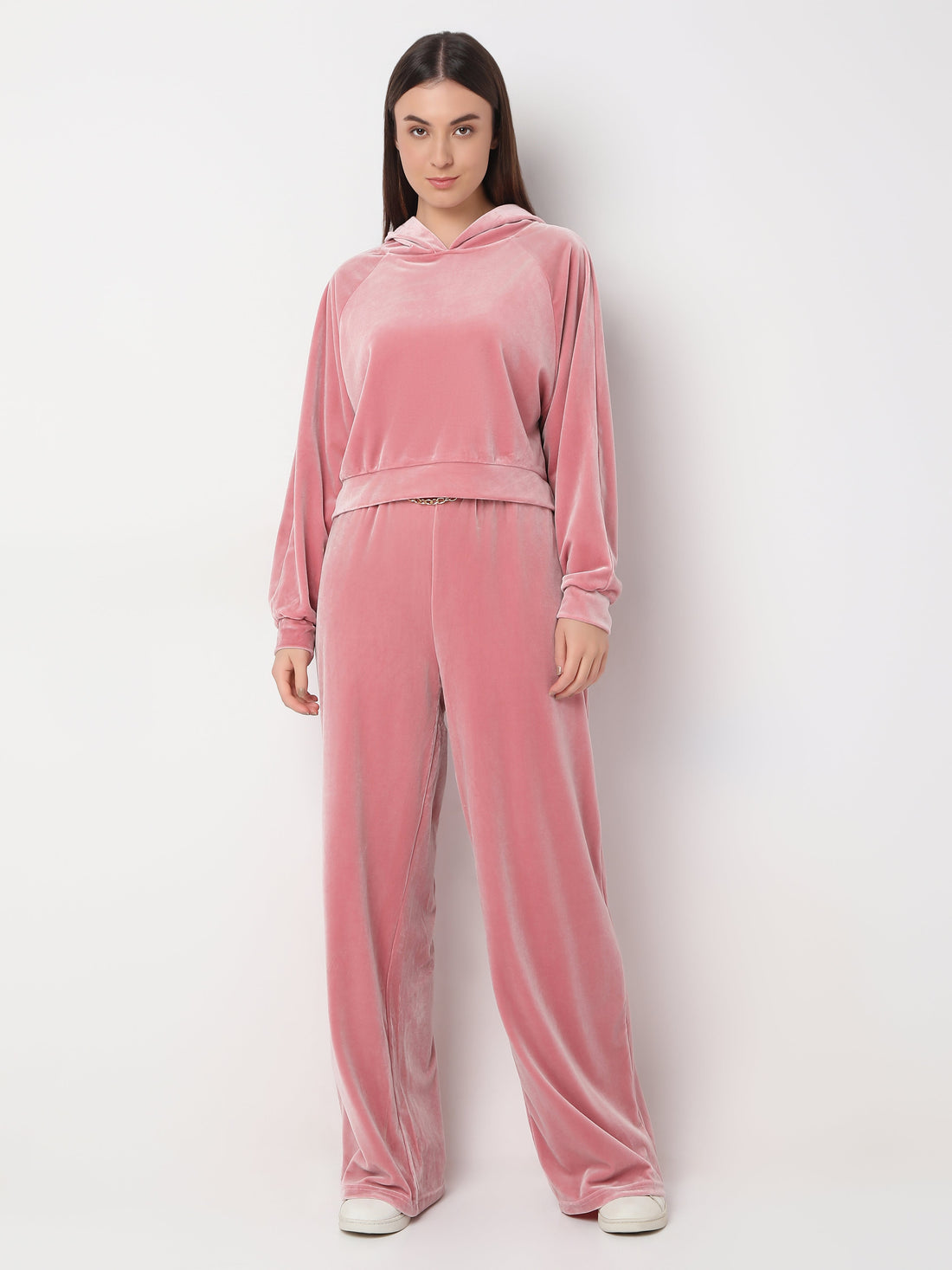 Women’s Velvet Lounge Co-Ord Set – Hooded Top with Wide Leg Pants