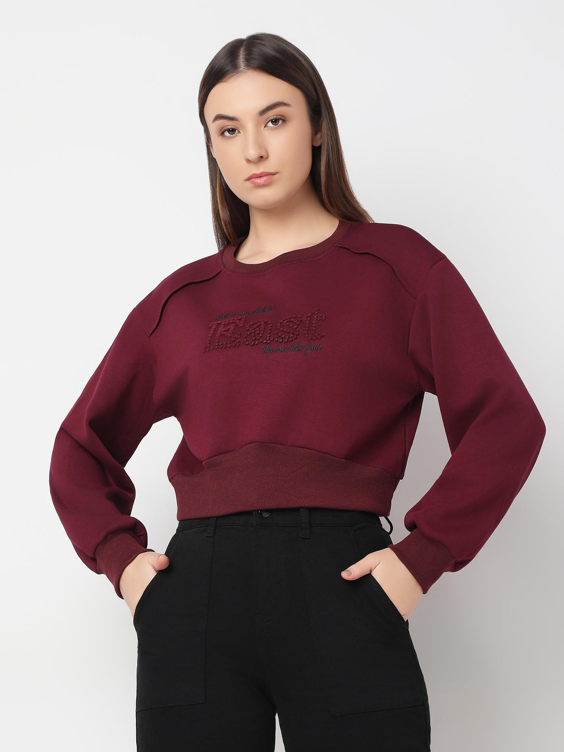 Studded Crop Sweatshirt