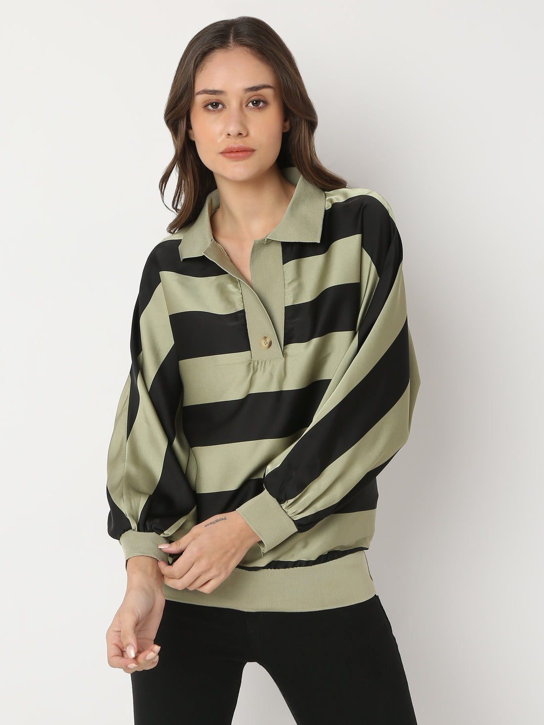 Striped Polo Style Relaxed Top