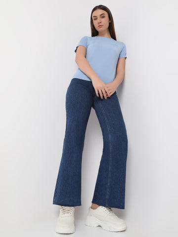 Slim-Fit Tee with Tonal Rhinestone Detail