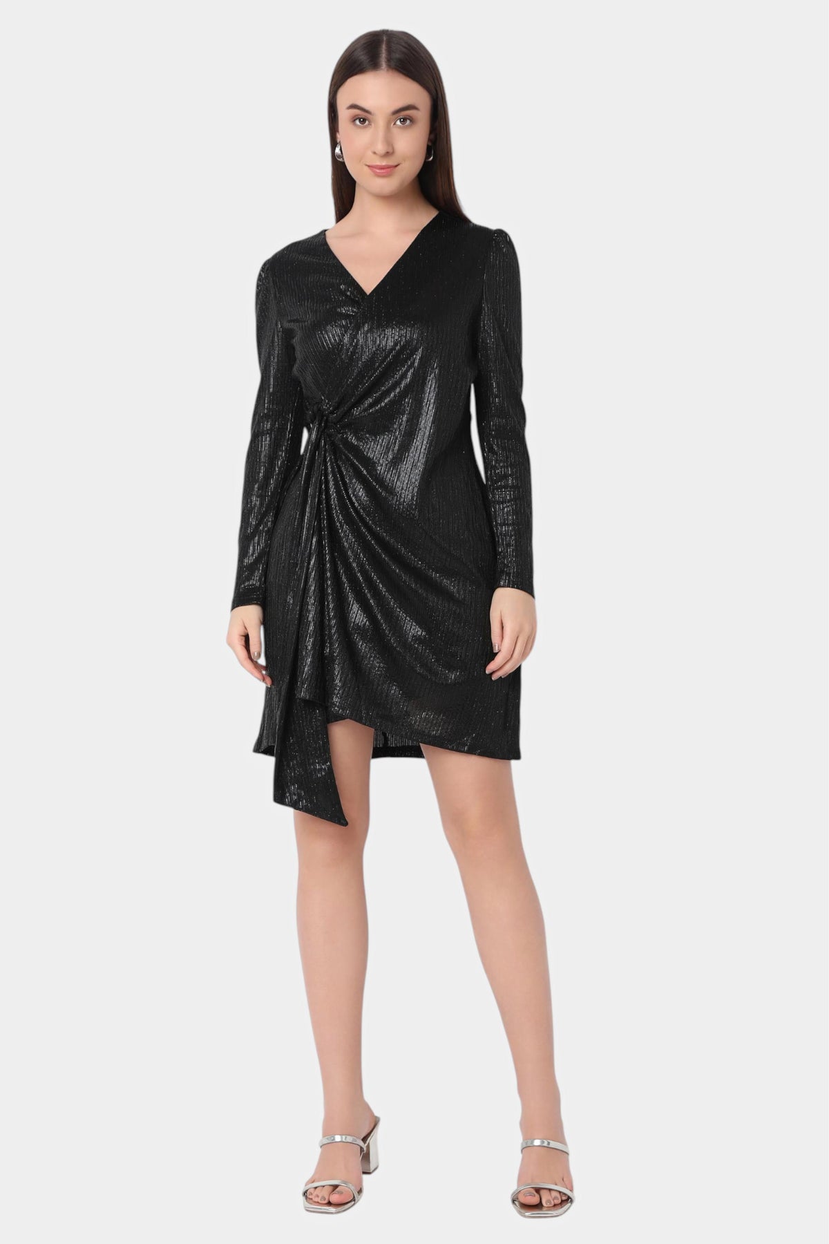 Shimmer Wrap Style Mini Dress
