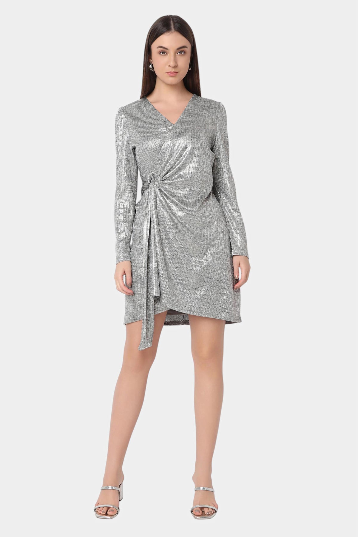 Shimmer Wrap Style Mini Dress