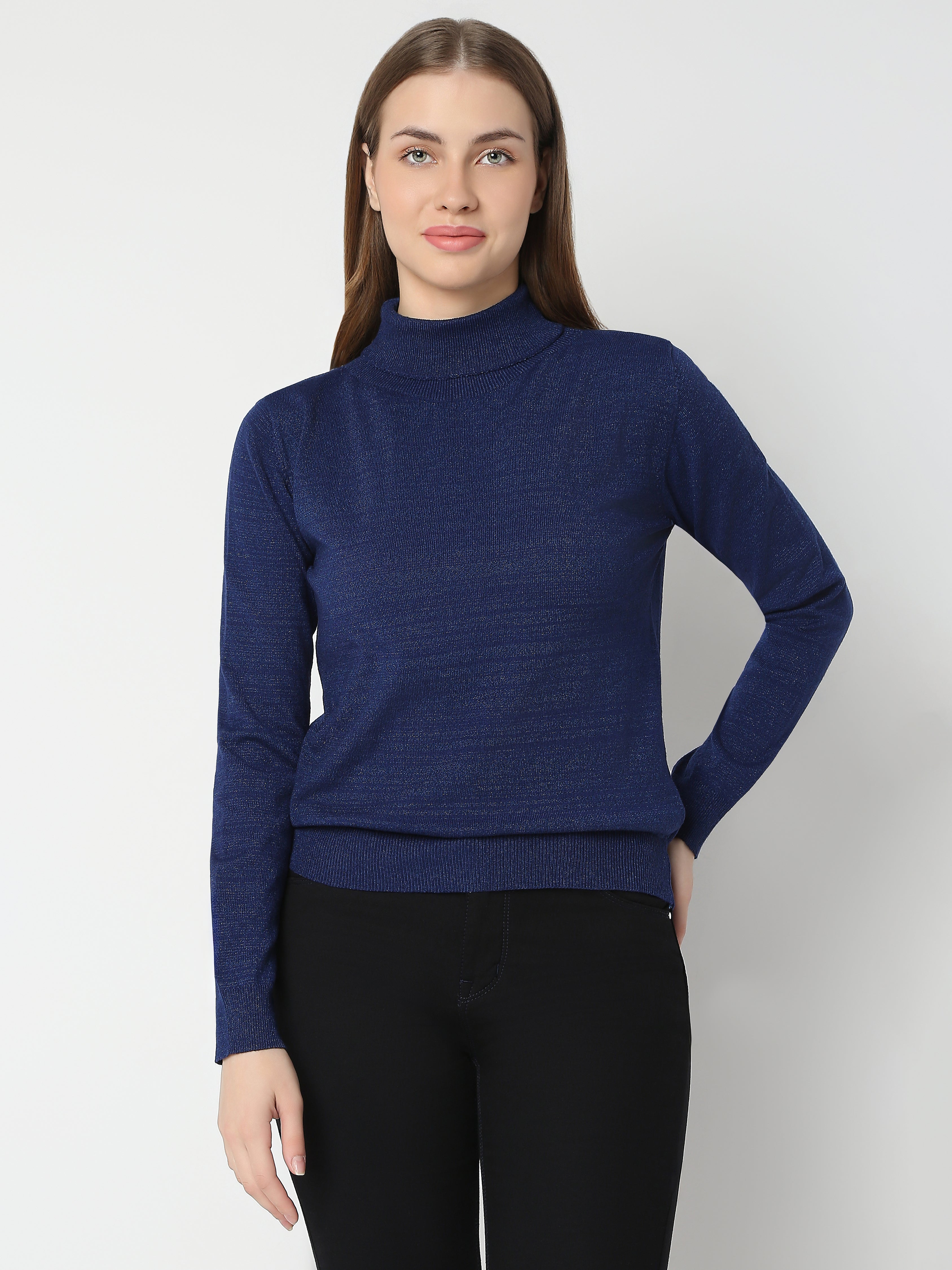Ribbed Knit Turtleneck Sweater