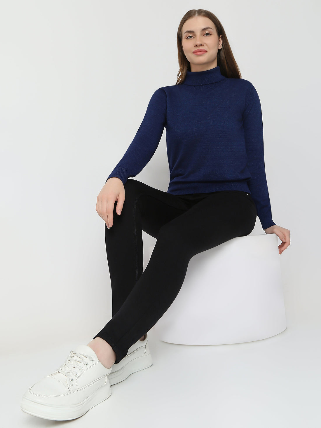 Ribbed Knit Turtleneck Sweater