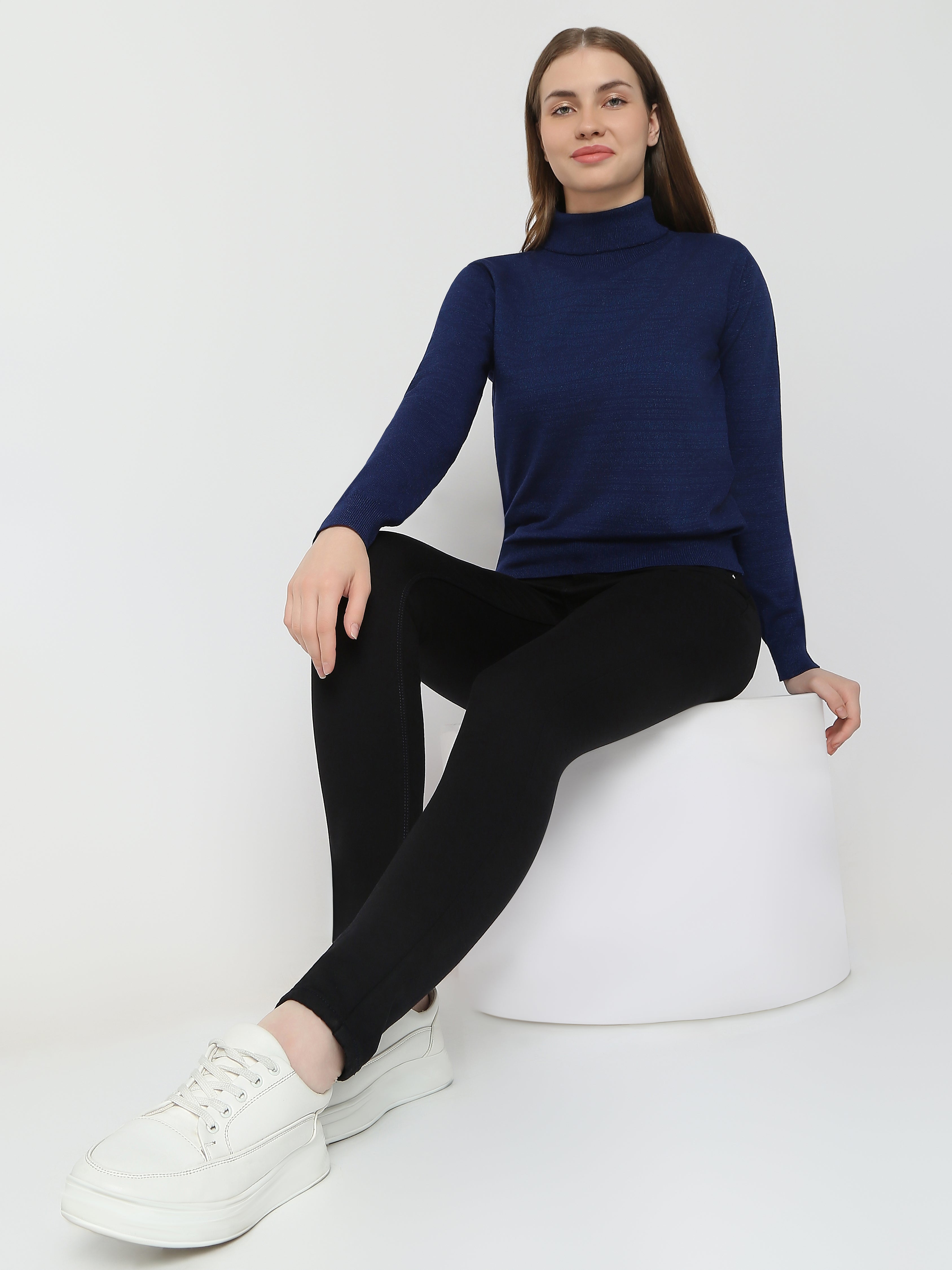 Ribbed Knit Turtleneck Sweater