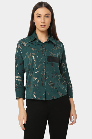 Foil Print Shirt with Pocket