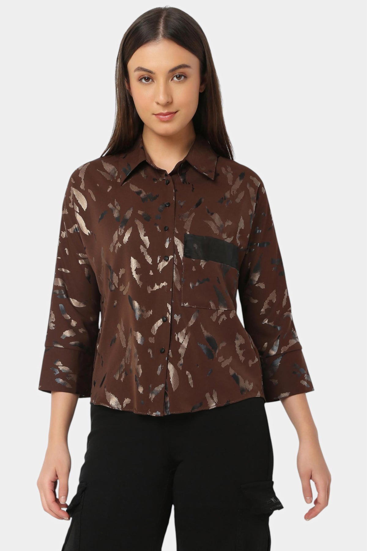 Foil Print Shirt with Pocket