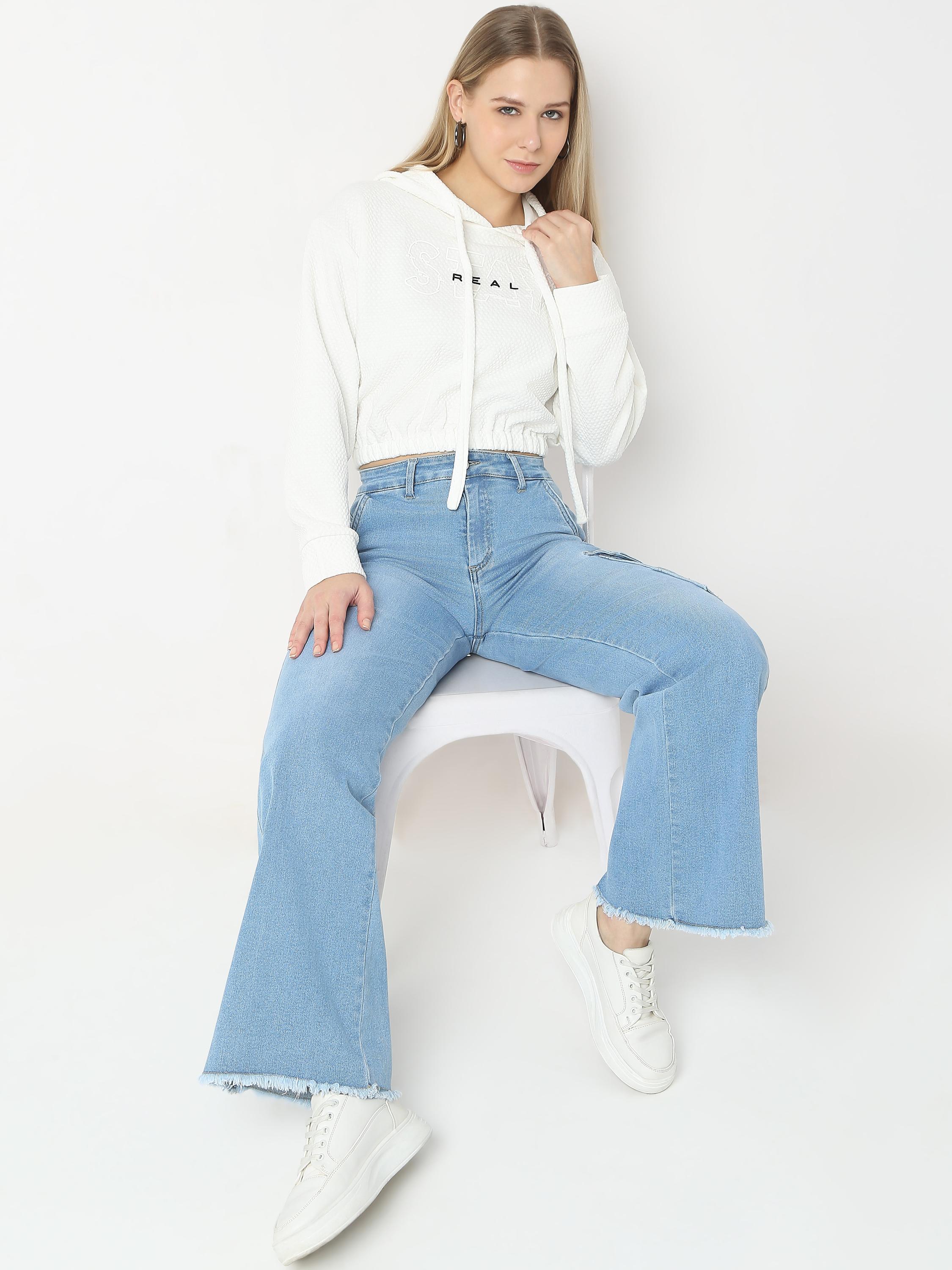 Embossed Textured Crop Hoodie