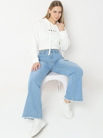 Embossed Textured Crop Hoodie