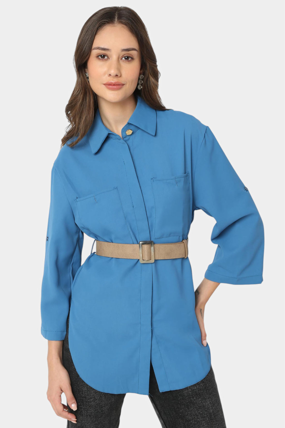 Longline Shirt with Belt