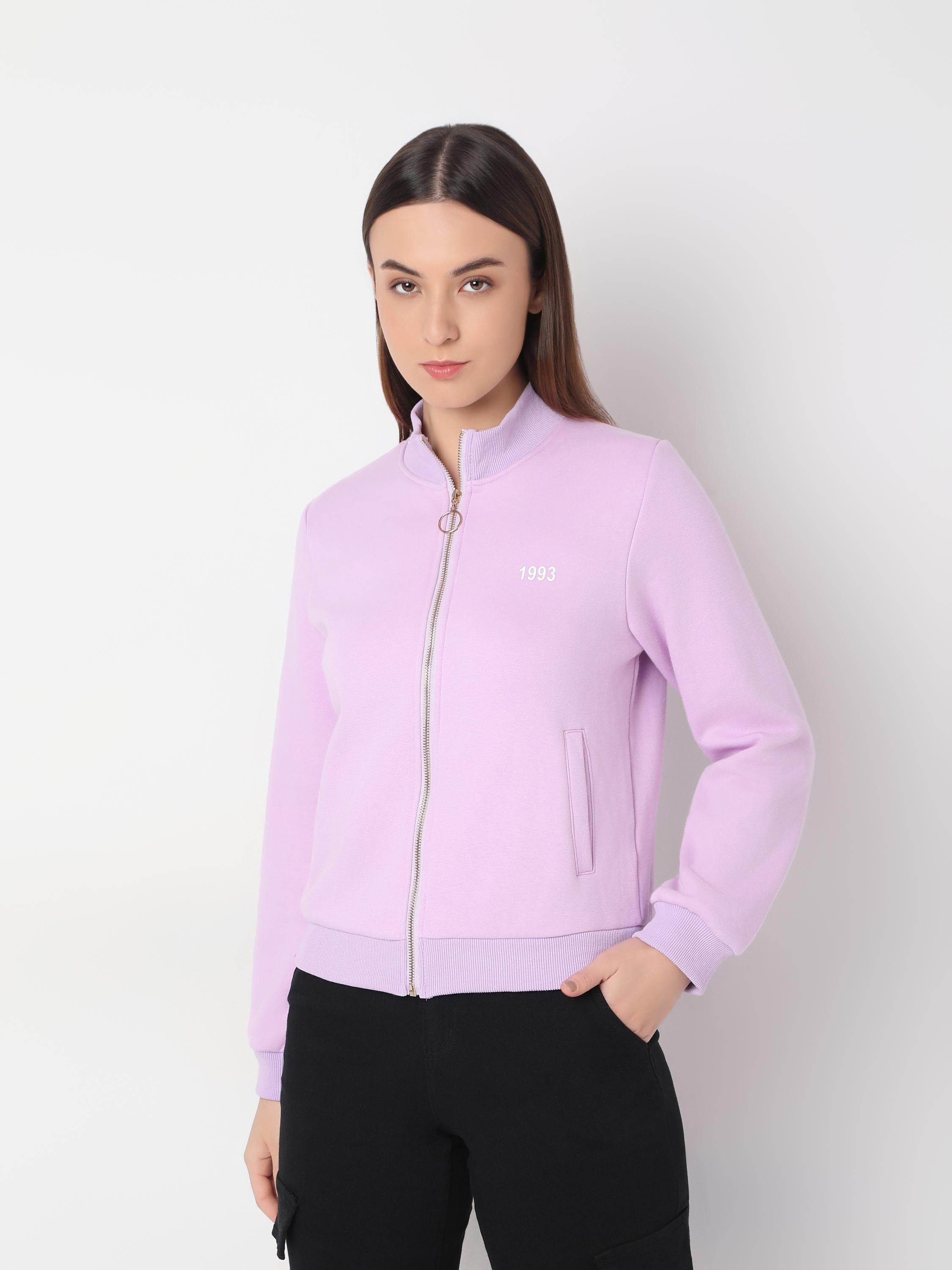 Zip-Up Sweatshirt Jacket with Gold Ring Zipper