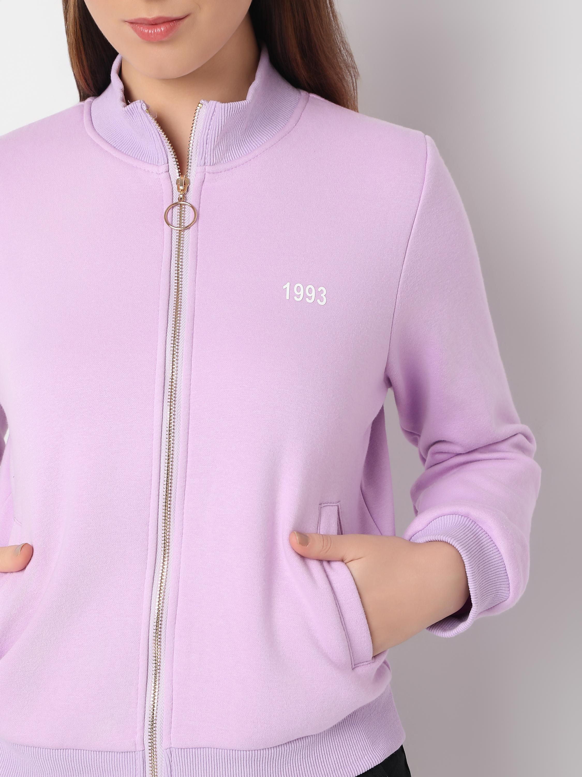 Zip-Up Sweatshirt Jacket with Gold Ring Zipper