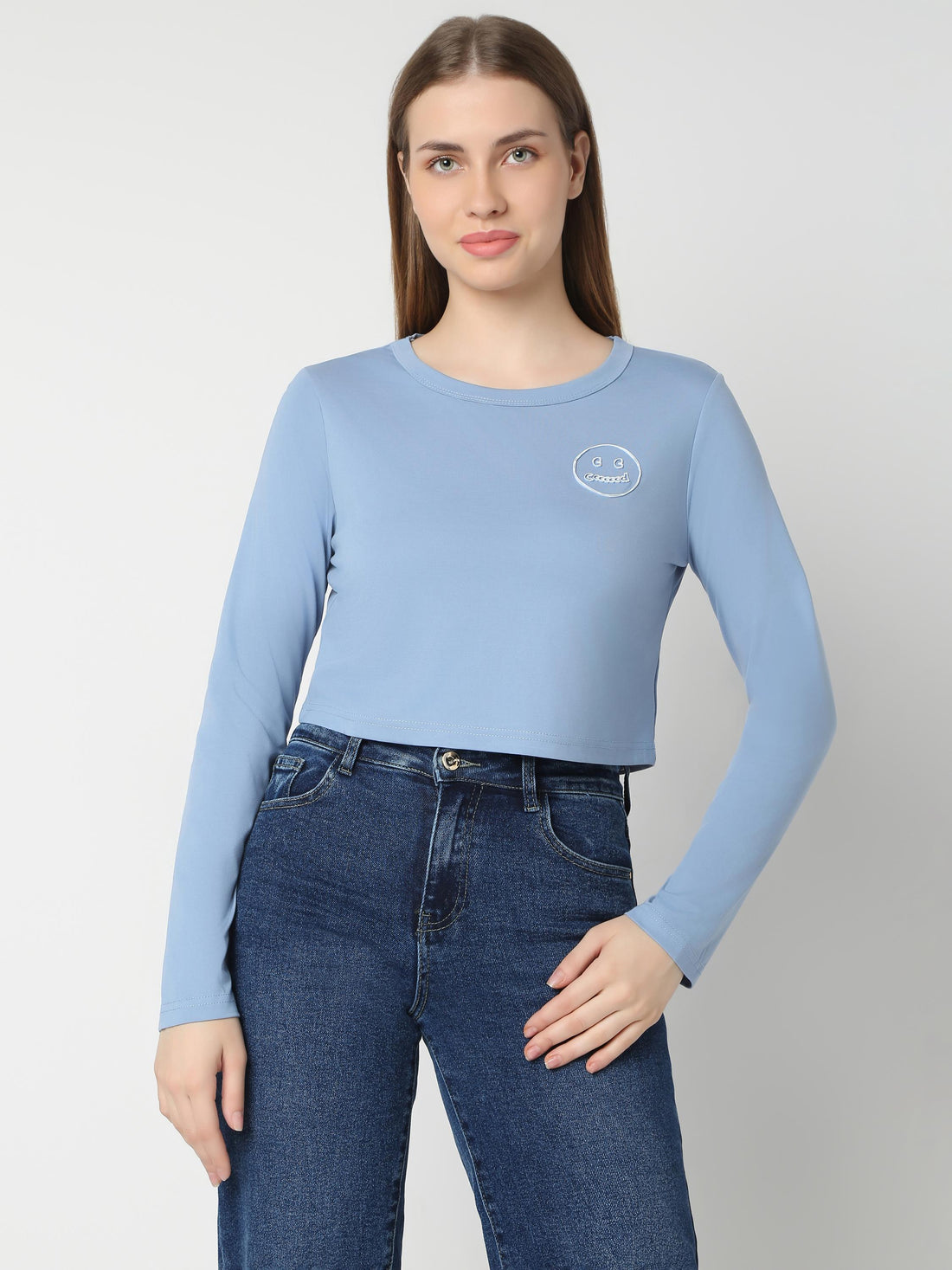Long-Sleeve Fitted Crop Top