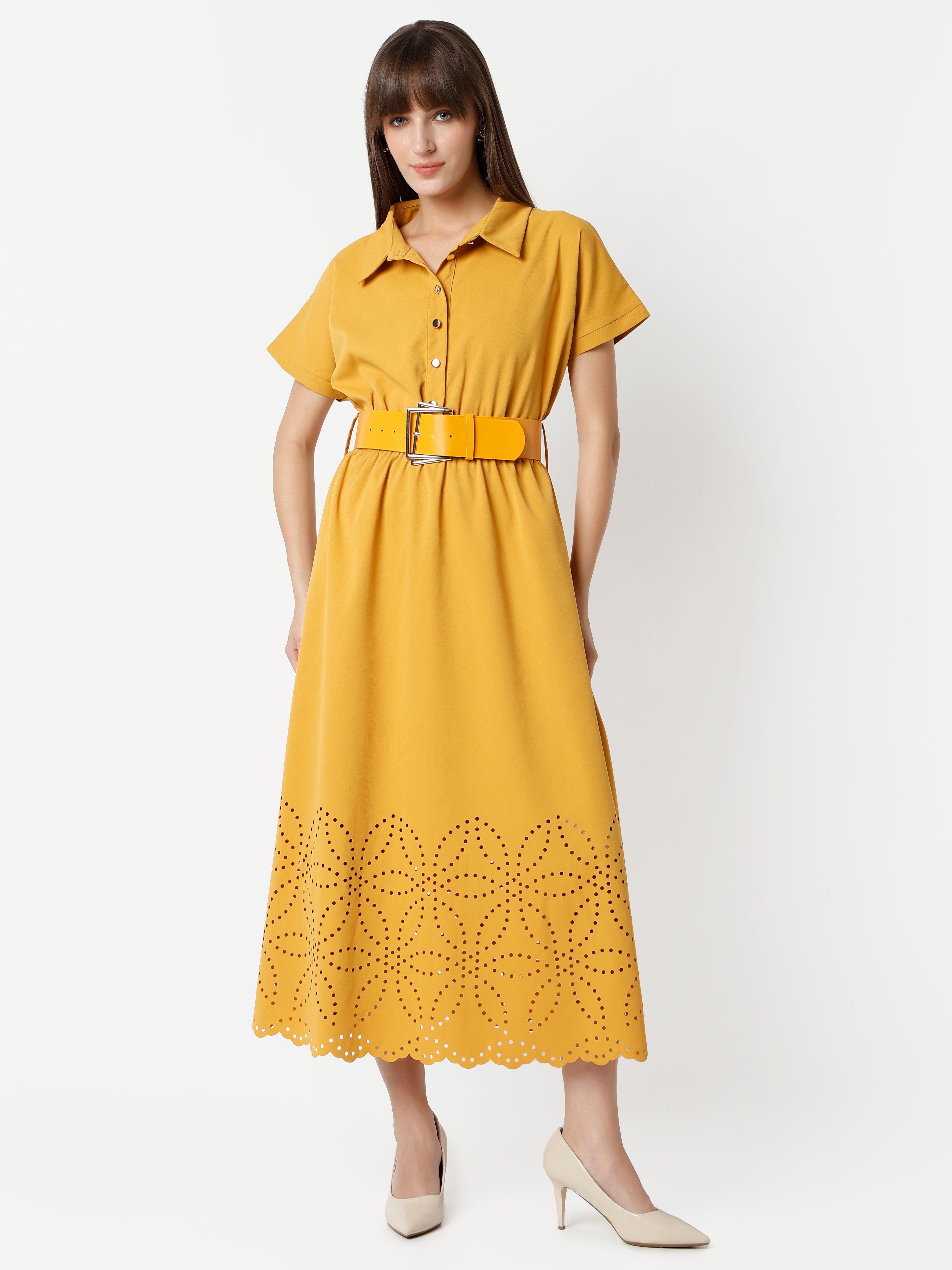 Women's Mustard Shirt Dress