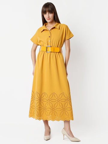 Women's Mustard Shirt Dress