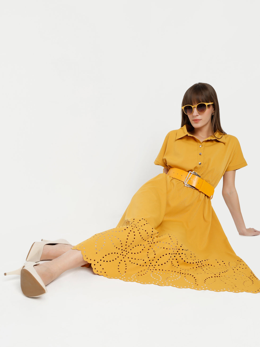 Women's Mustard Shirt Dress