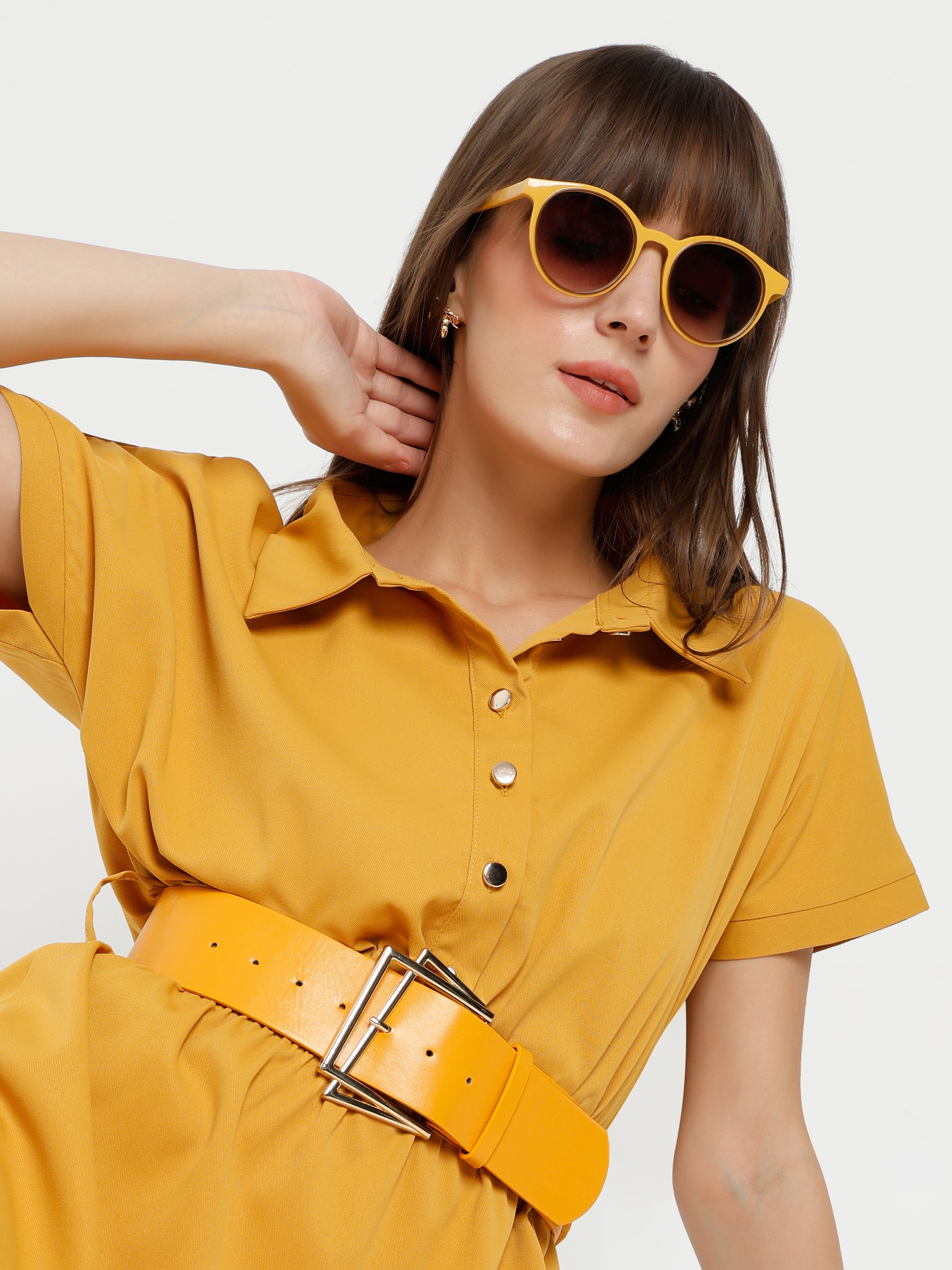 Women's Mustard Shirt Dress