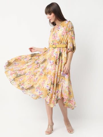 Women's Flowing Floral Midi Dress
