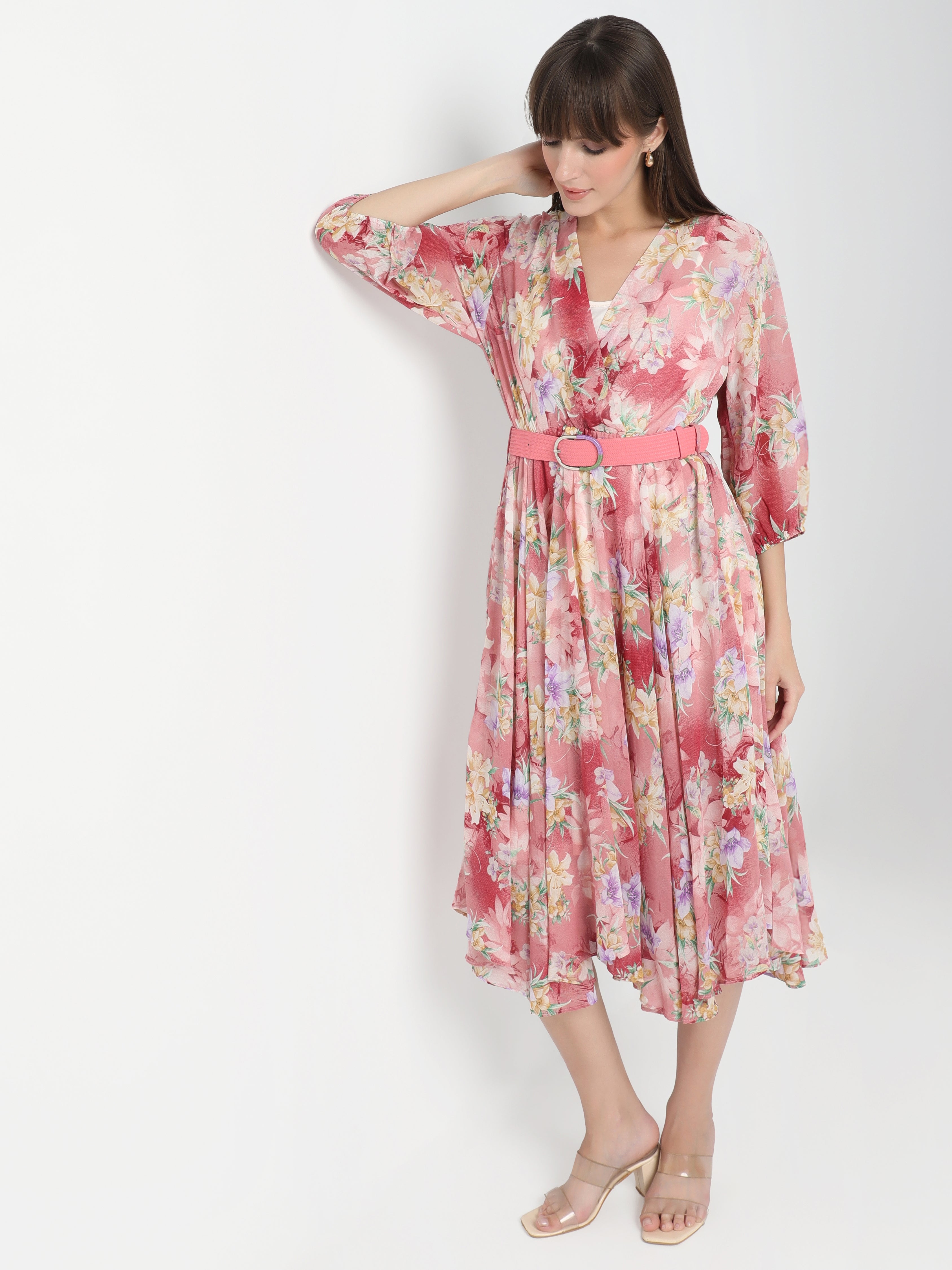 Women's Flowing Floral Midi Dress