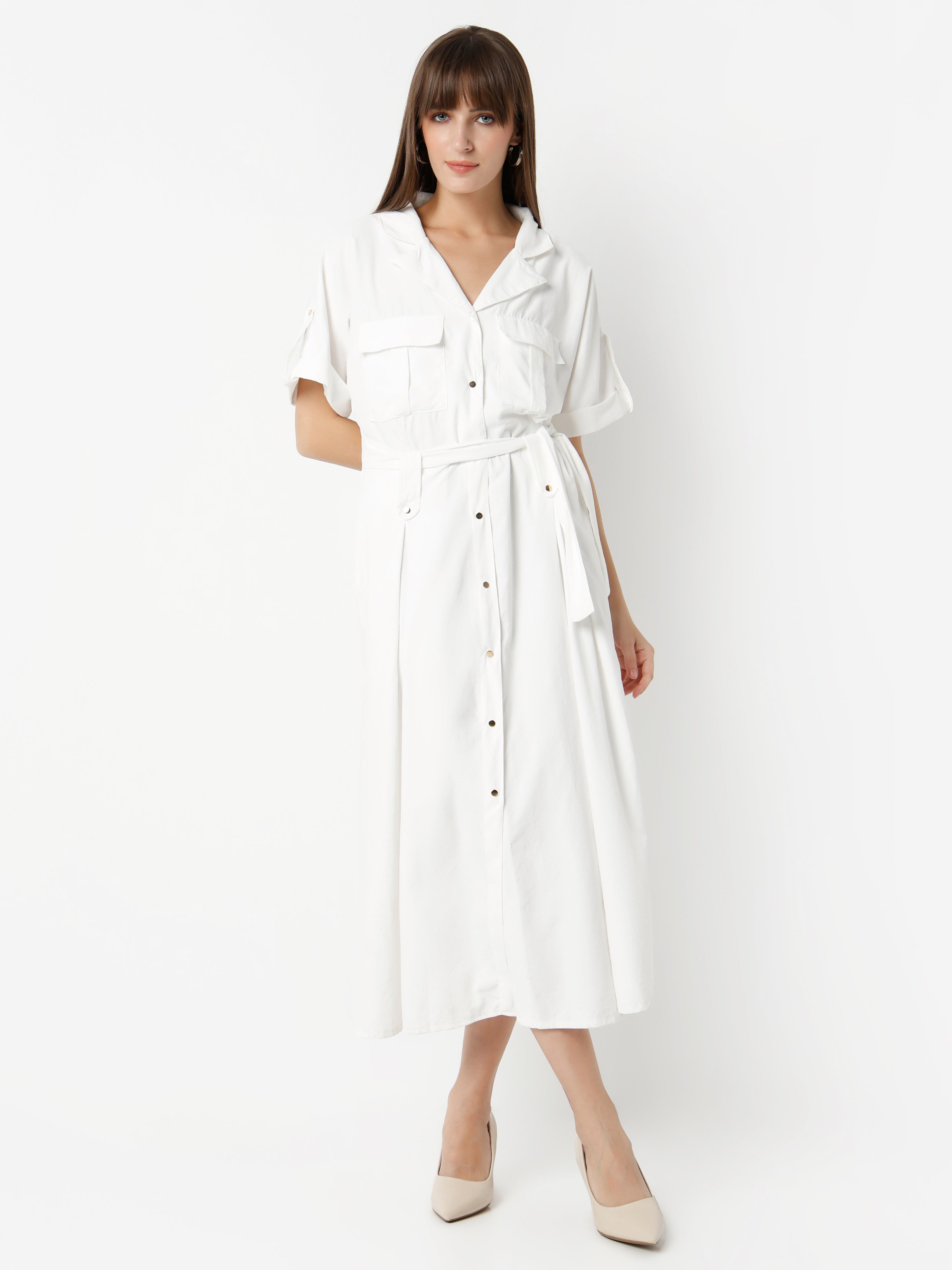 Women's Shirt Dress with Tie Waist