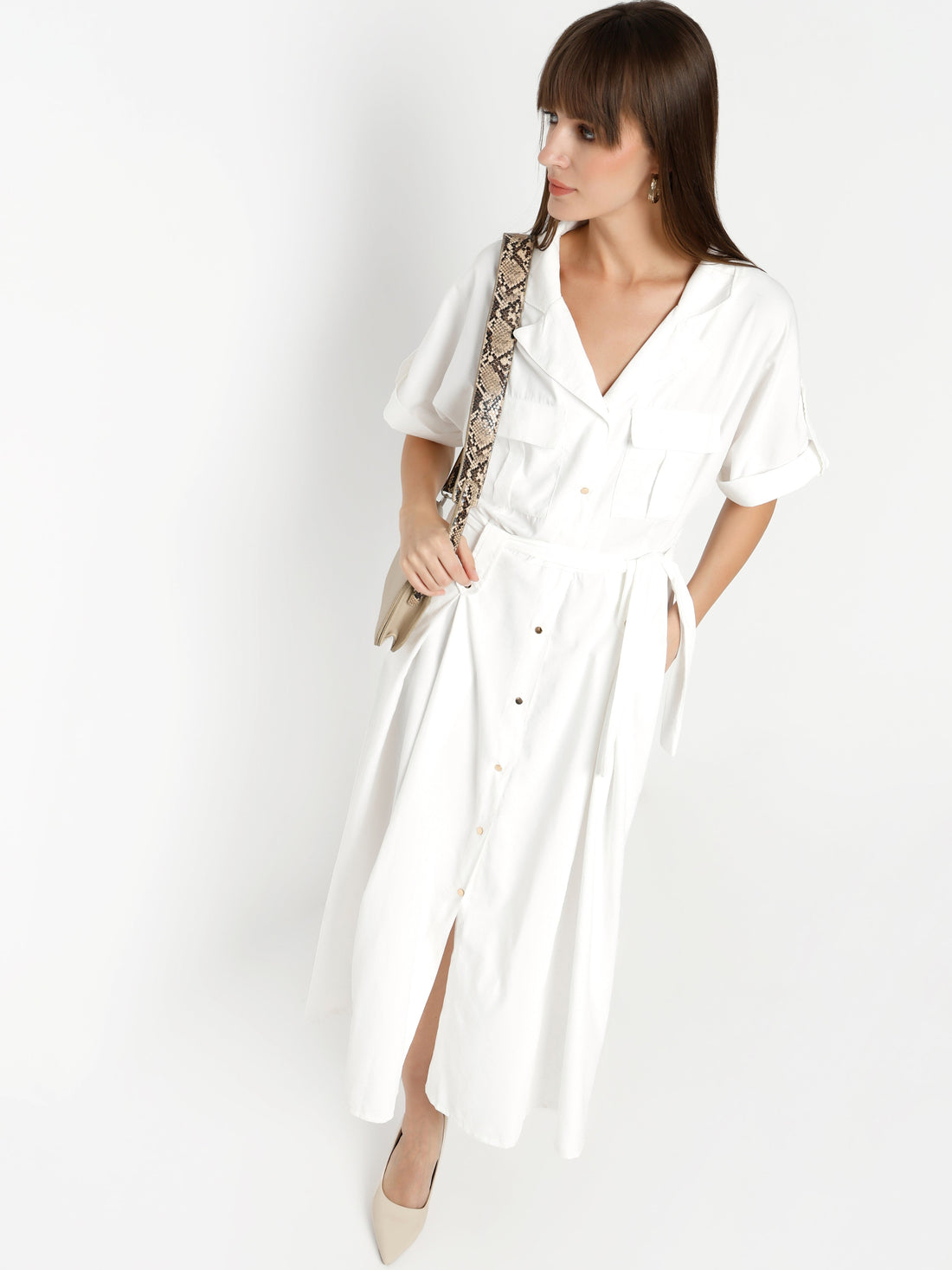 Women's Shirt Dress with Tie Waist