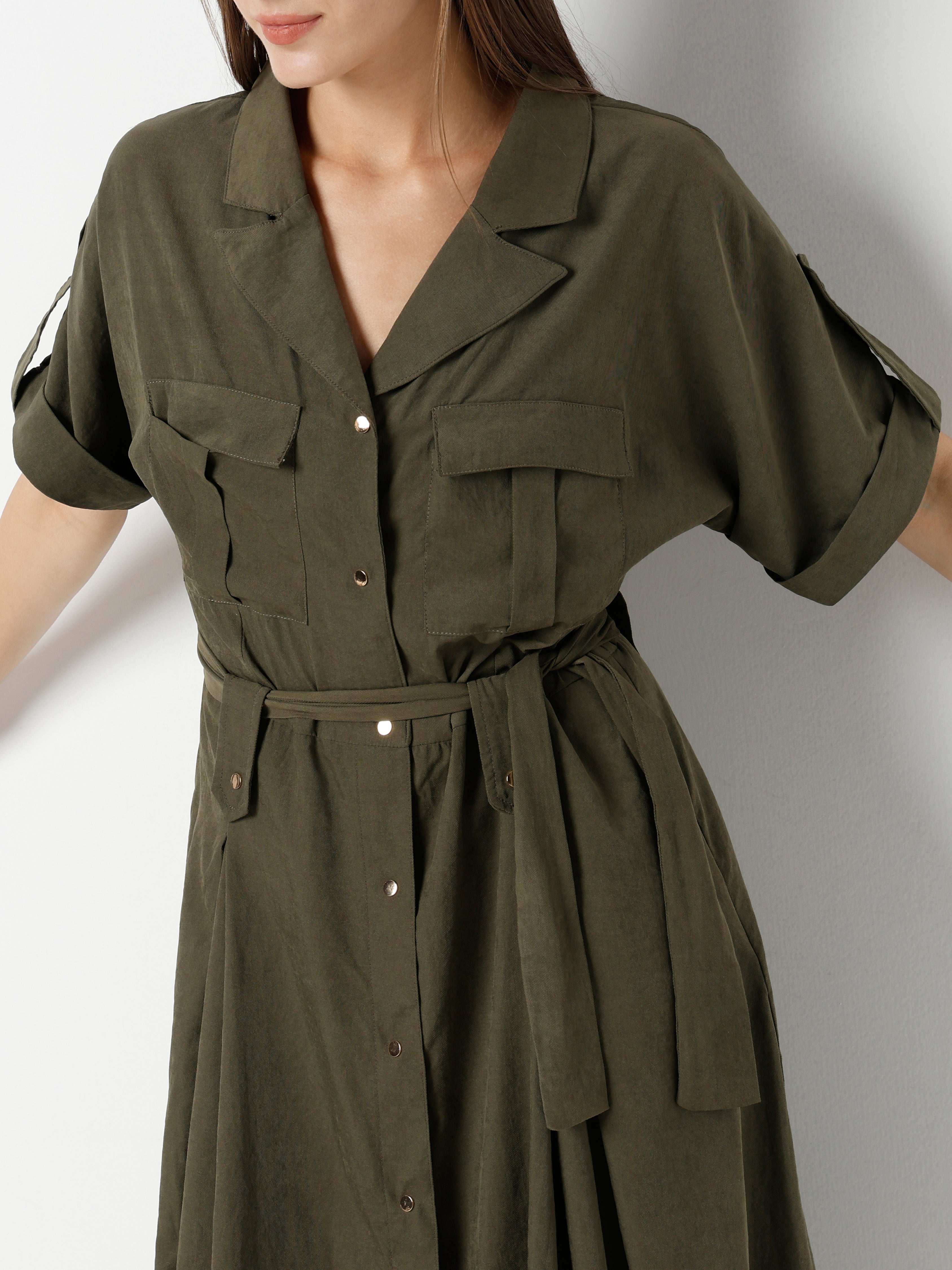 Women's Shirt Dress with Tie Waist