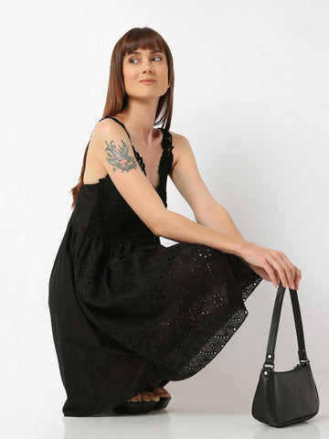 Women's Lace-Trimmed Sleeveless Dress