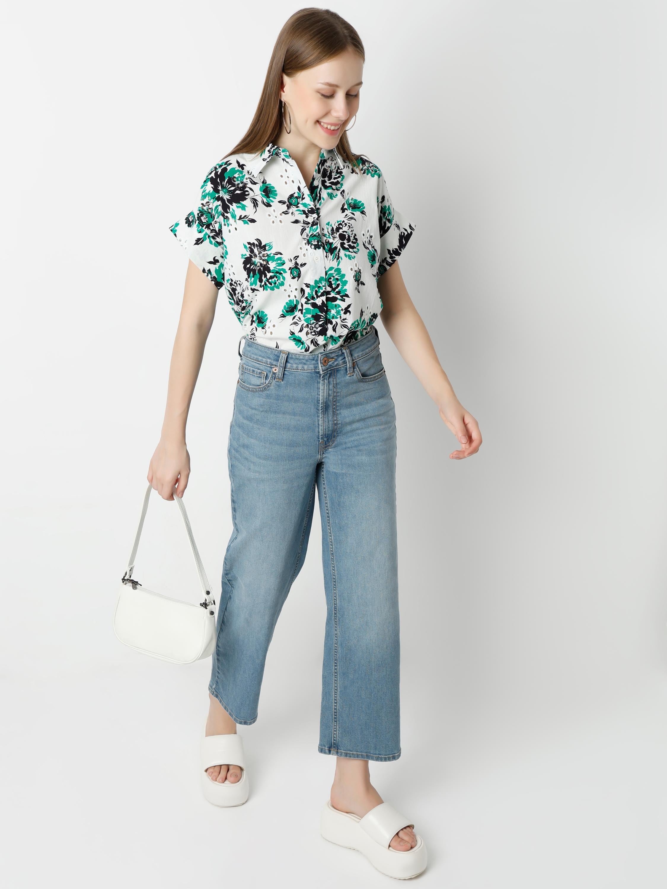 Bold Floral Print Sleeveless Shirt