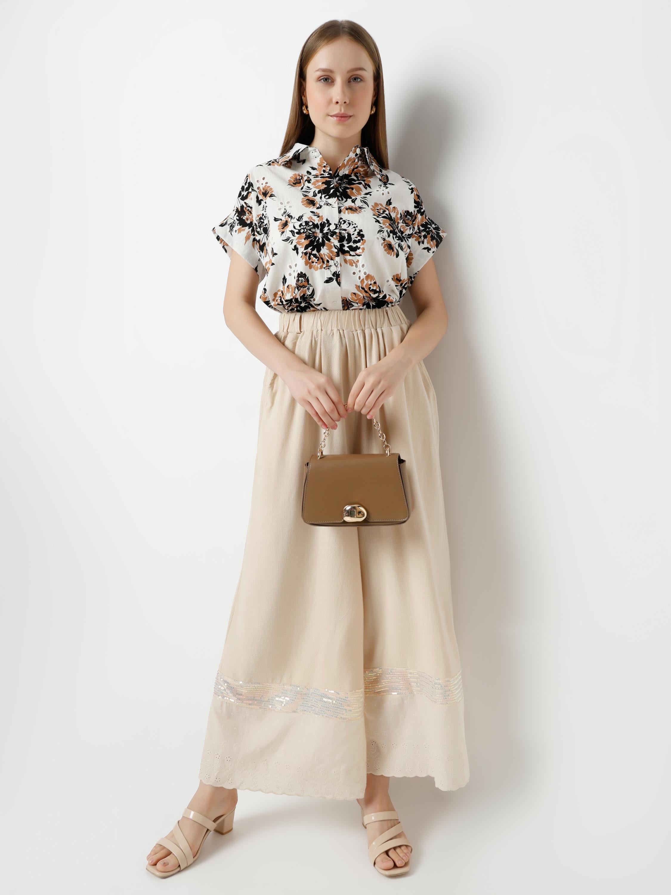 Bold Floral Print Sleeveless Shirt
