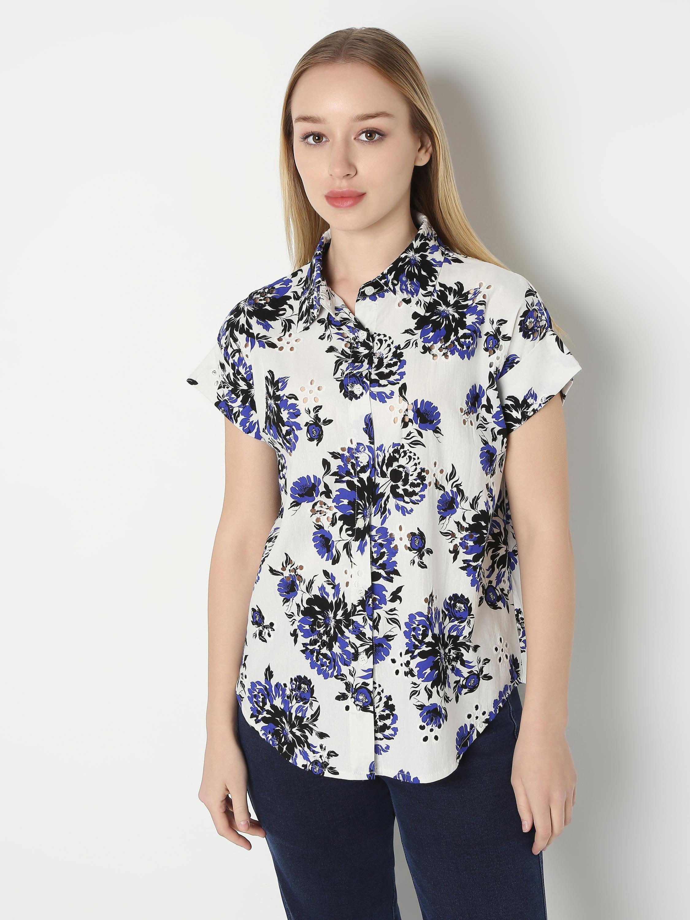 Bold Floral Print Sleeveless Shirt