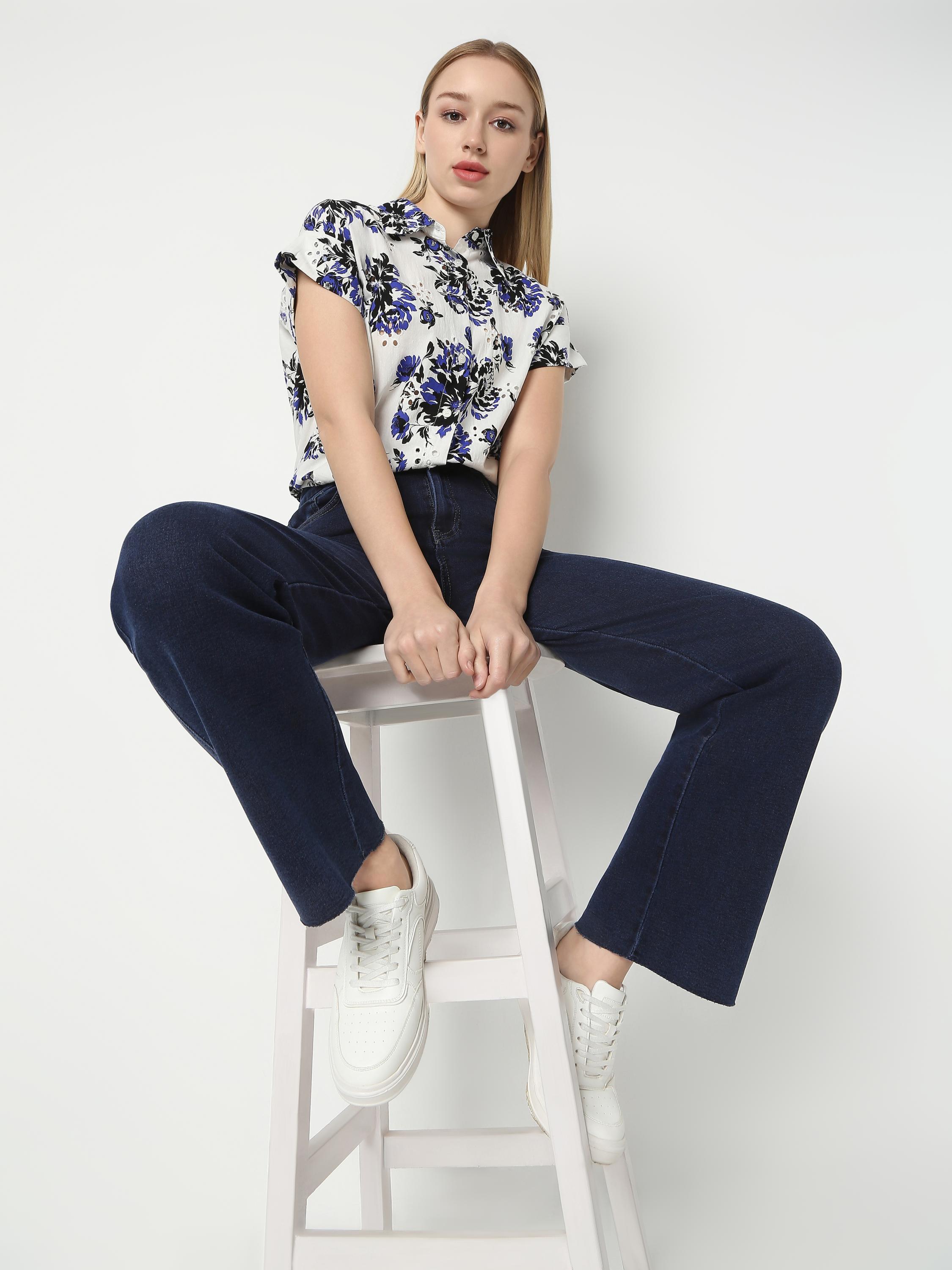 Bold Floral Print Sleeveless Shirt