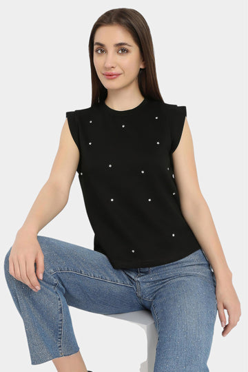 Embellished Sleeveless Top
