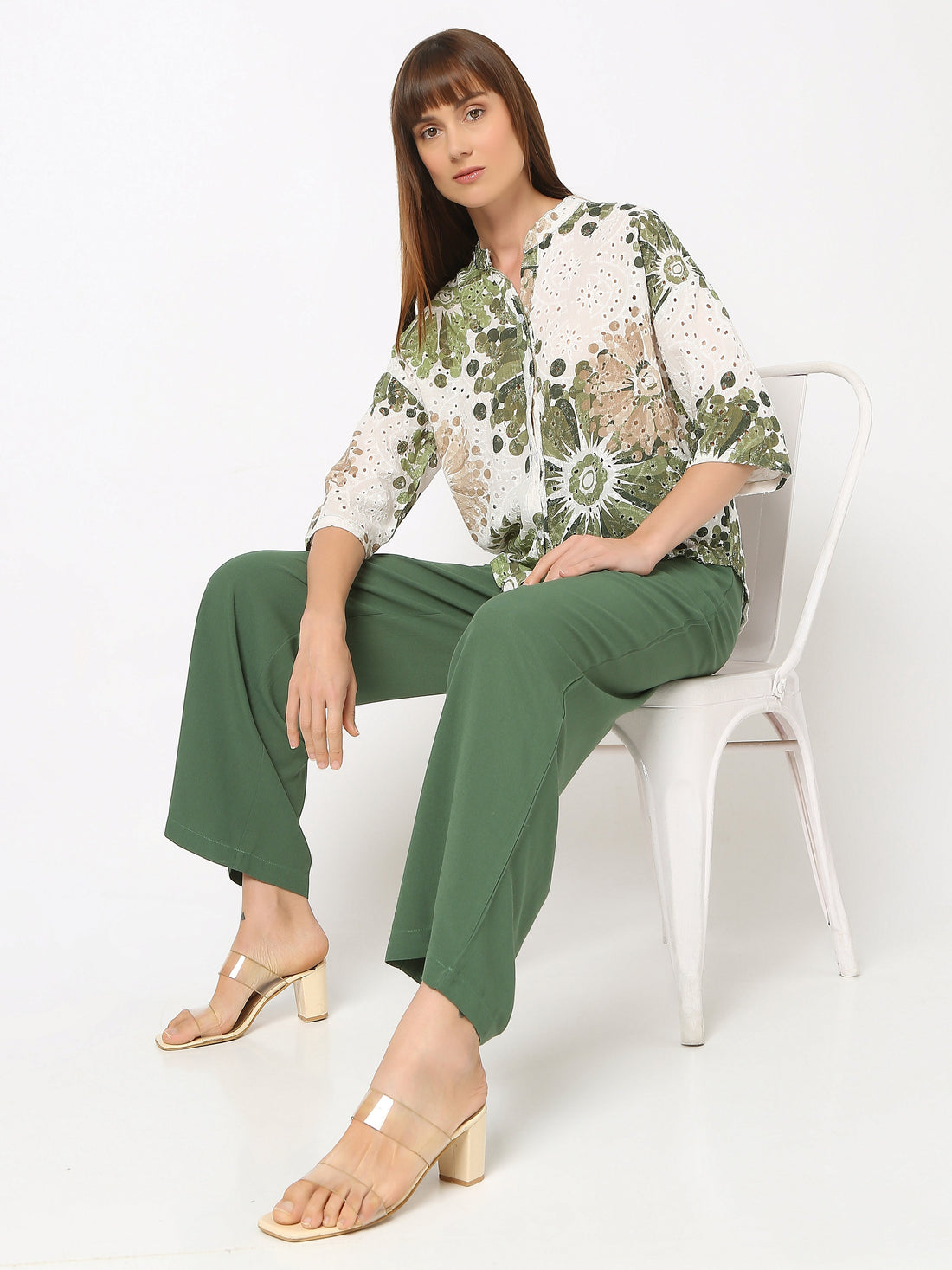 Women’s Printed Shirt & Solid Trouser Co-Ord Set