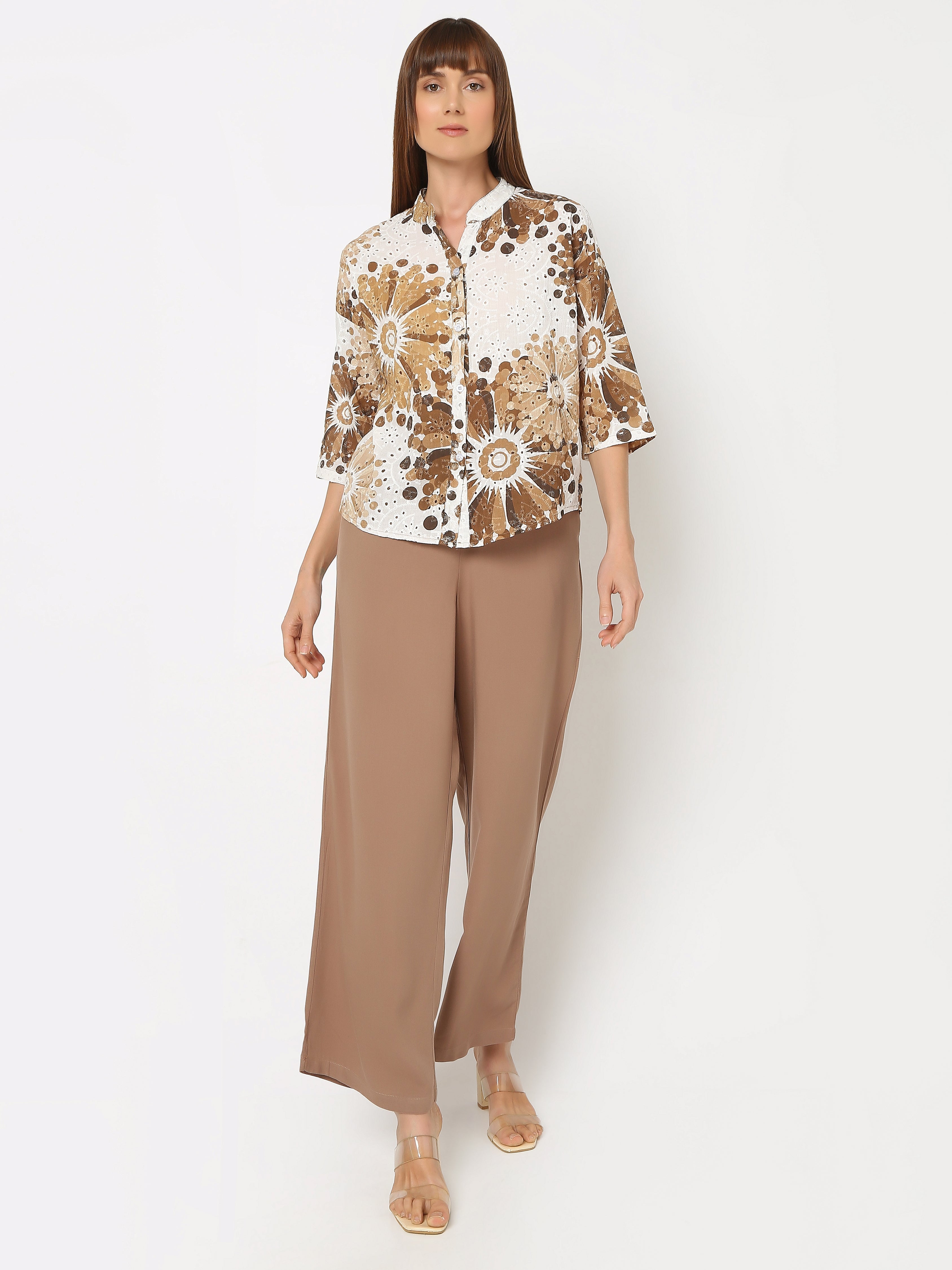 Women’s Printed Shirt & Solid Trouser Co-Ord Set