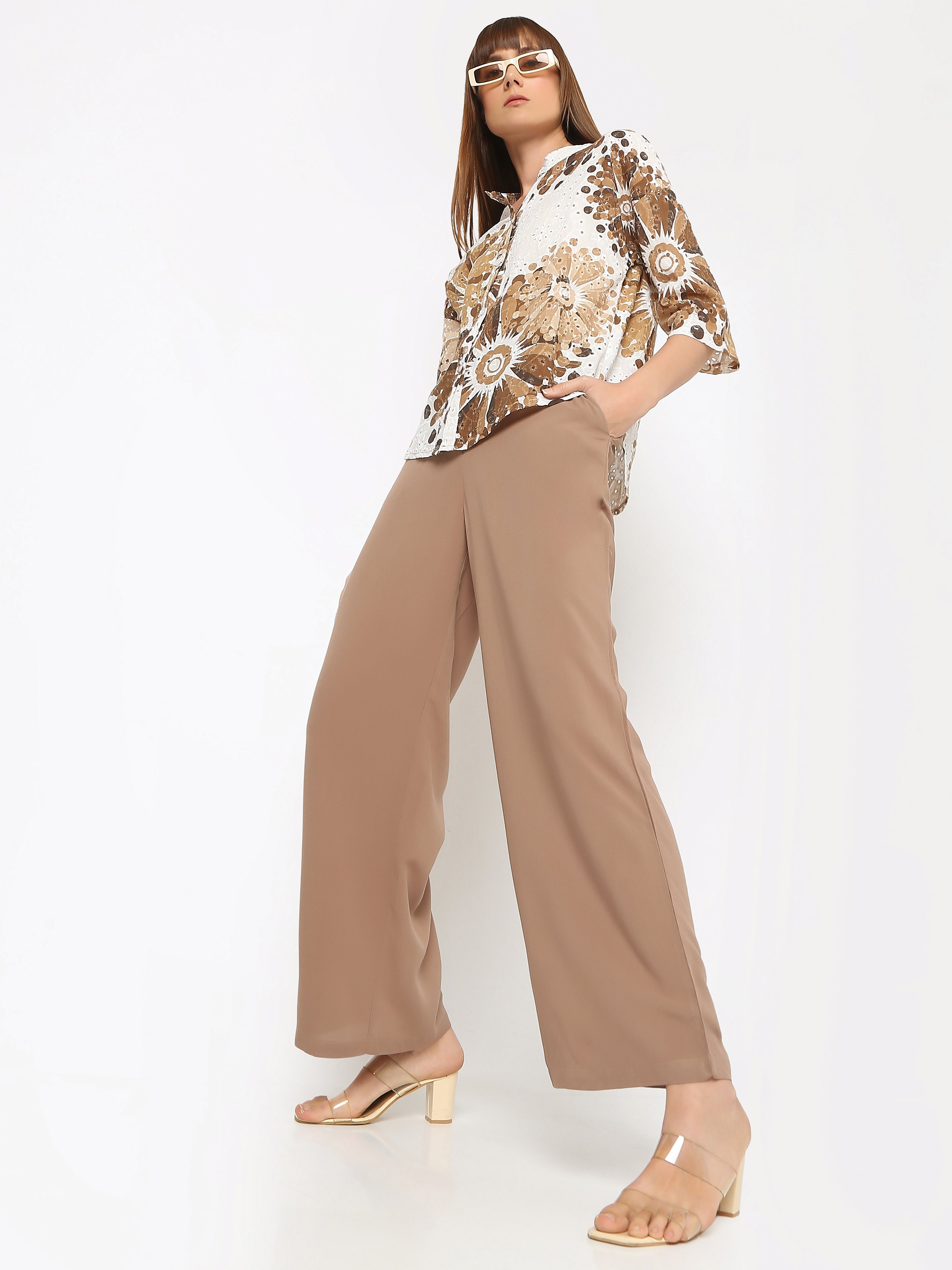 Women’s Printed Shirt & Solid Trouser Co-Ord Set