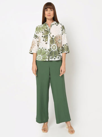Women’s Printed Shirt & Solid Trouser Co-Ord Set