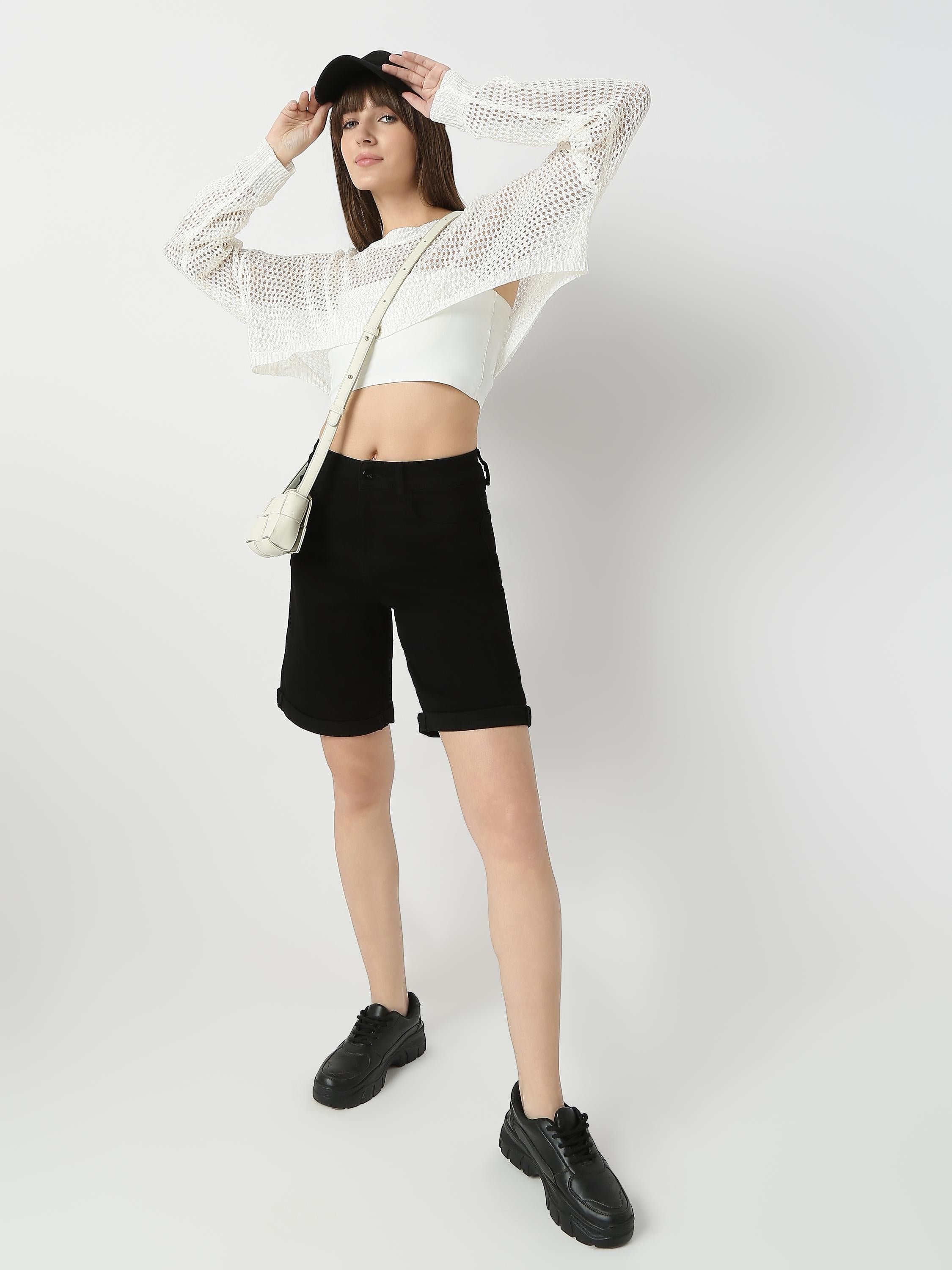 Sheer Mesh Knit Cropped Top