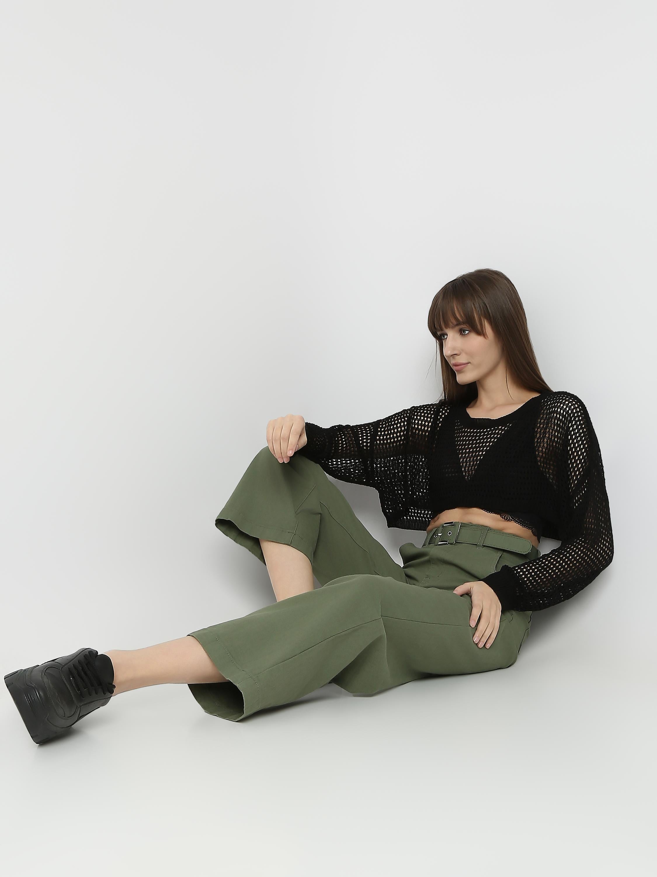 Sheer Mesh Knit Cropped Top